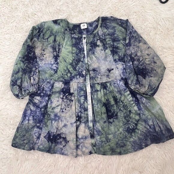 CAbi NWOT Woodstock Linen Blend Tie Dye Oversized Blouse Tunic Top Size Medium M - Picture 12 of 12